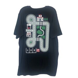 Tstars Mens TShirt Fun Road Map Print Black Size 2XL New